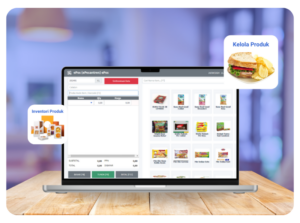 Tampilan ePOS Desktop dengan gambar makanan